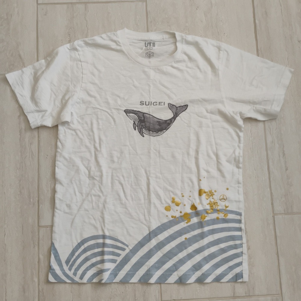 Uniqlo UT Sakagura Suigei Sake Brewery Whale Graphic T-Shirt Mens Large L White